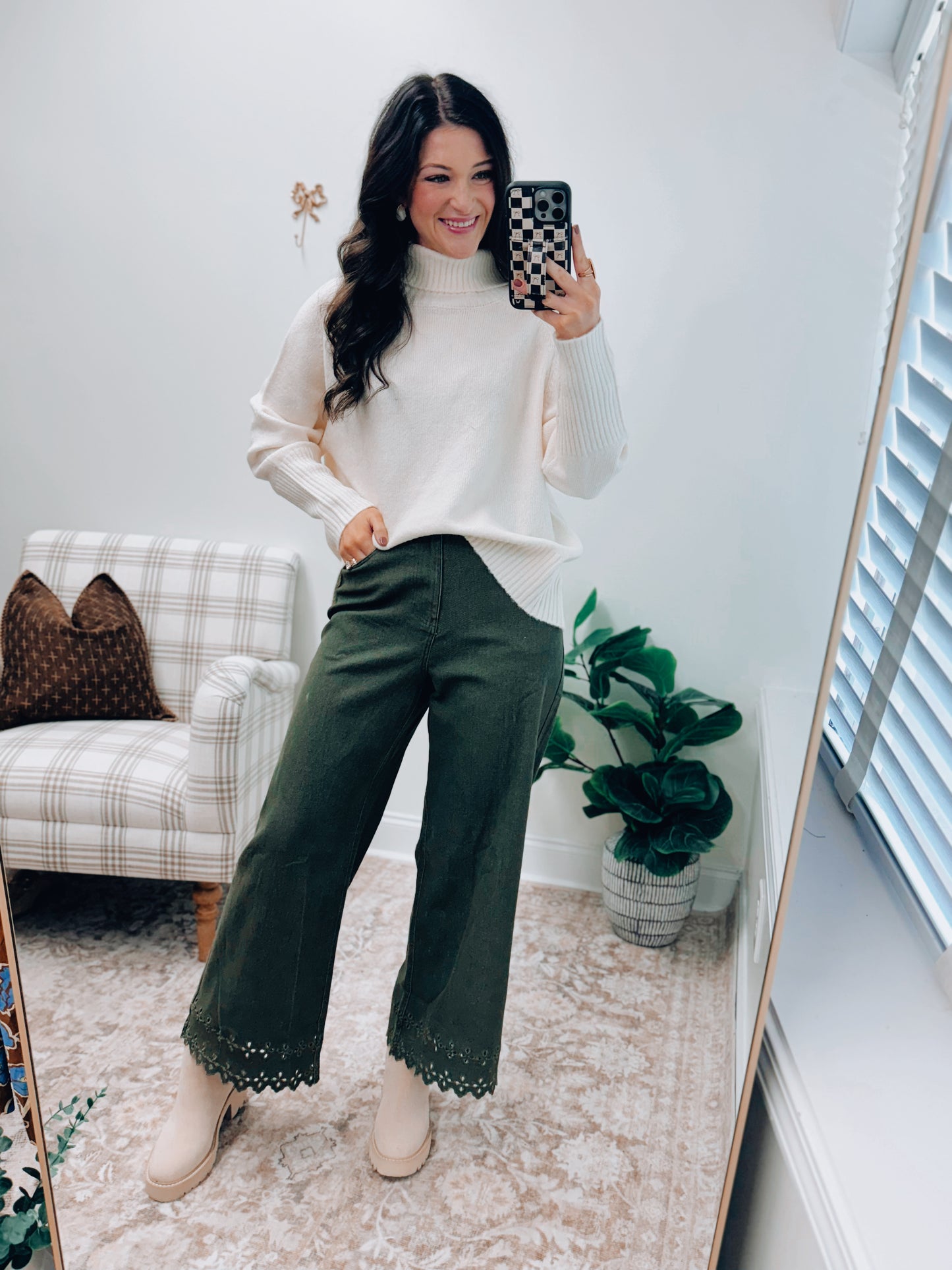 Cream Mock Neck Sweater