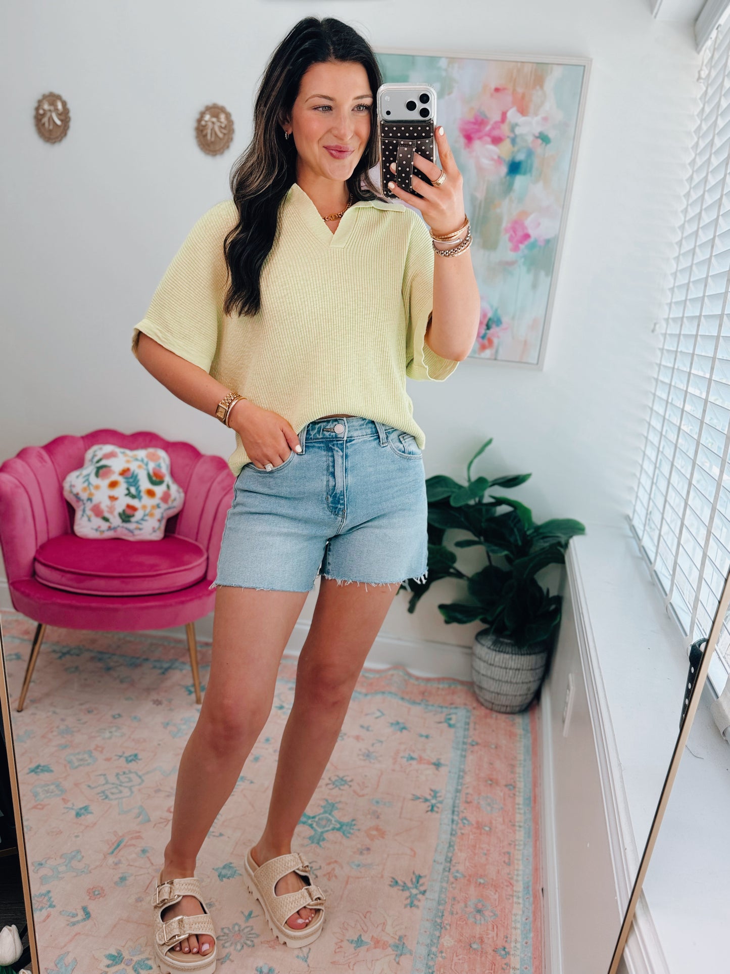 Anabelle HR Light Wash Denim Shorts