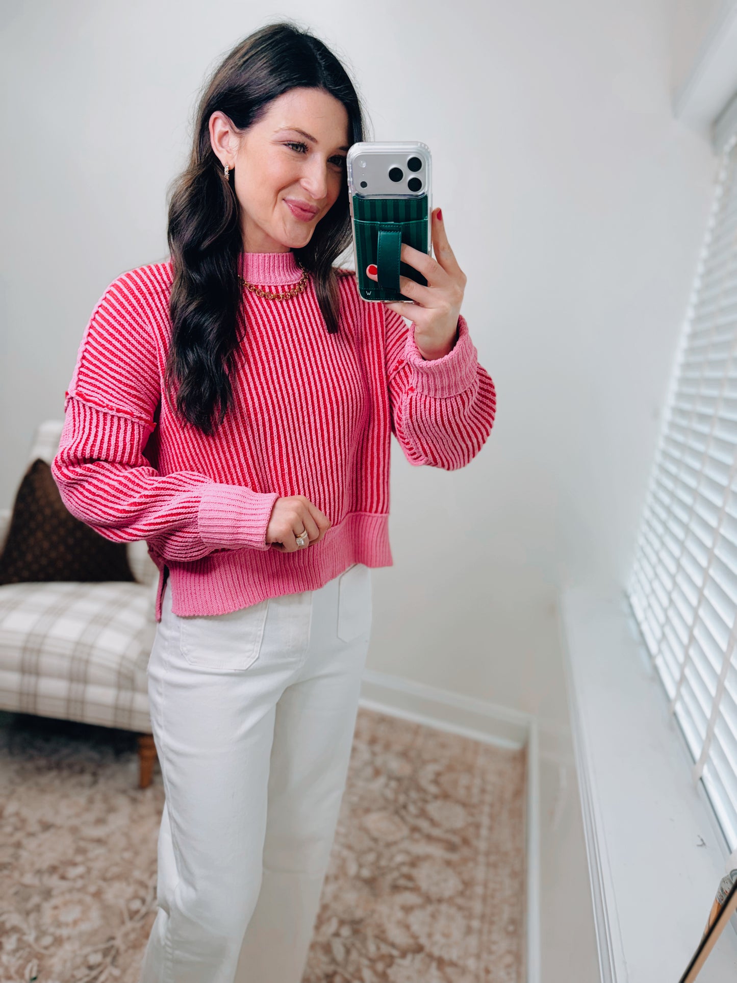 Hayes Two Tone Pink Sweater