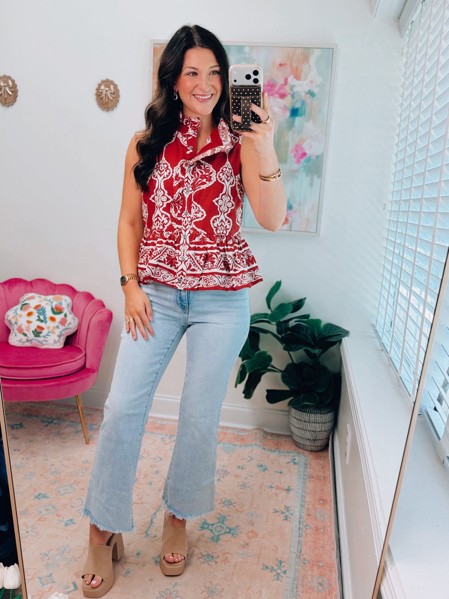 Rust Ruffle Mix Top