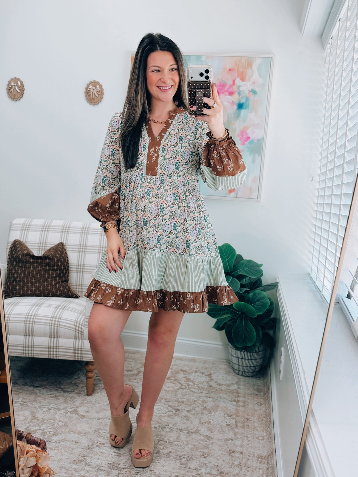 Fall Color Block Multi Mini Dress