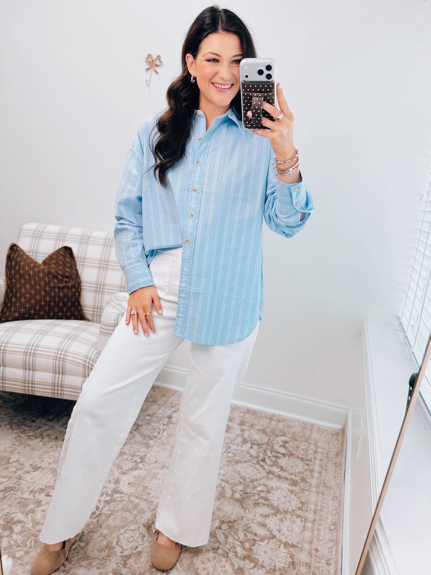 Posie Striped Button Down Top