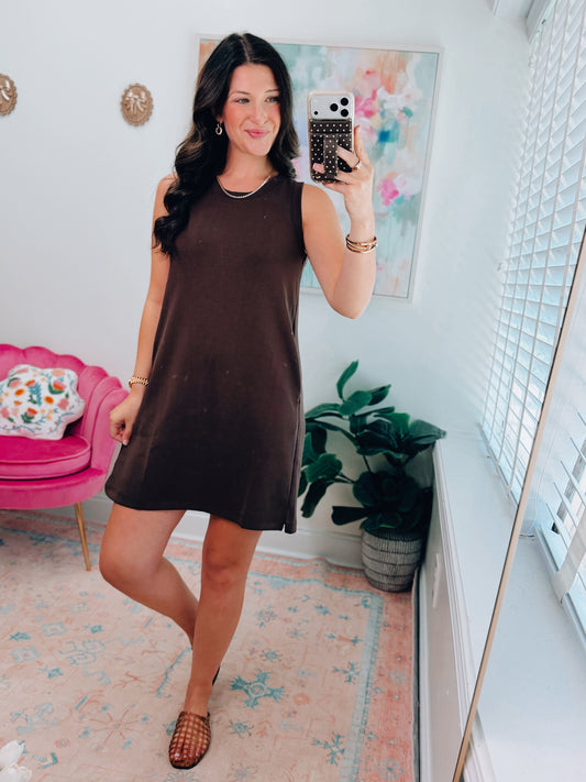 Coffee Scuba Casual Mini Dress