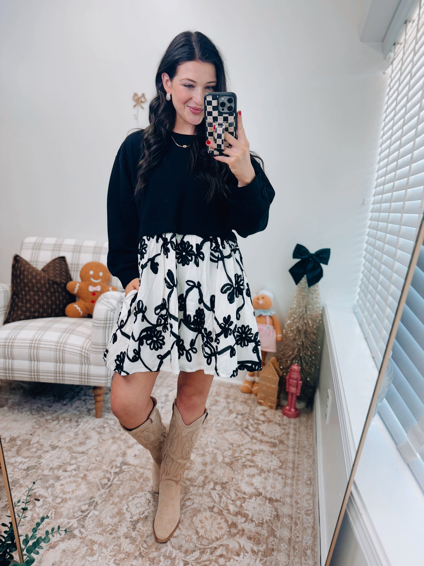 Hearth Mix-Media Mini Dress