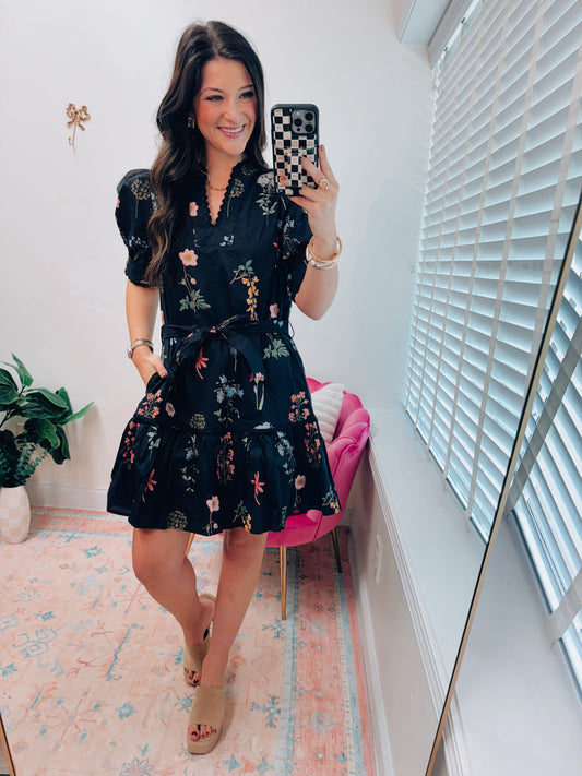 Marlow Fall Floral Scallop Mini Dress