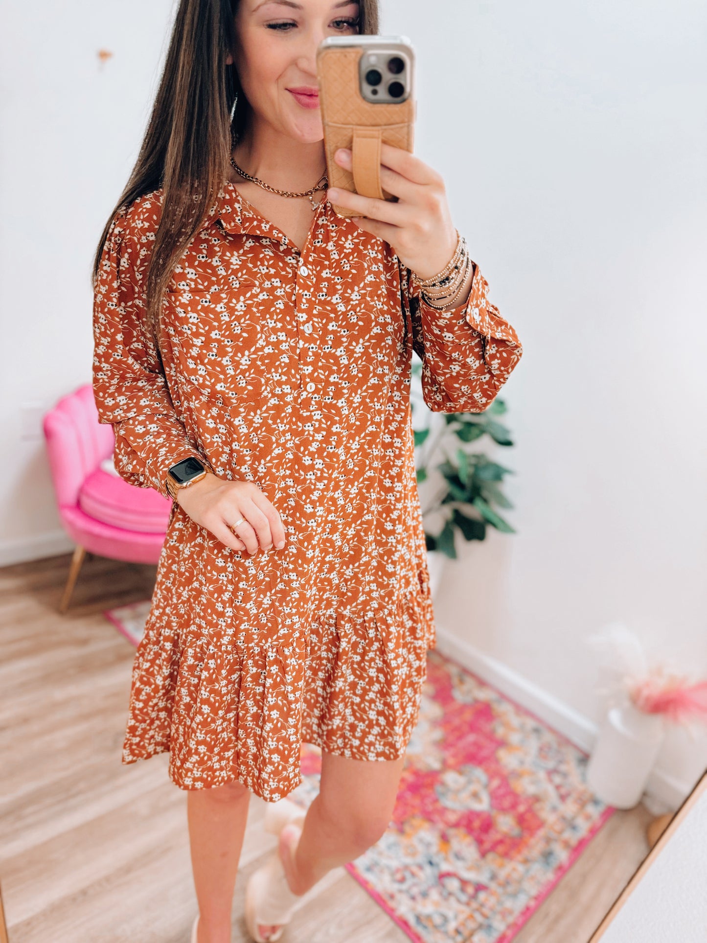 Cinnamon Floral Mix Mini Dress