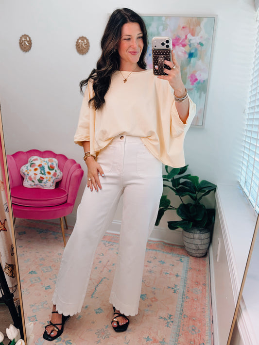 Amelia White Scallop Denim