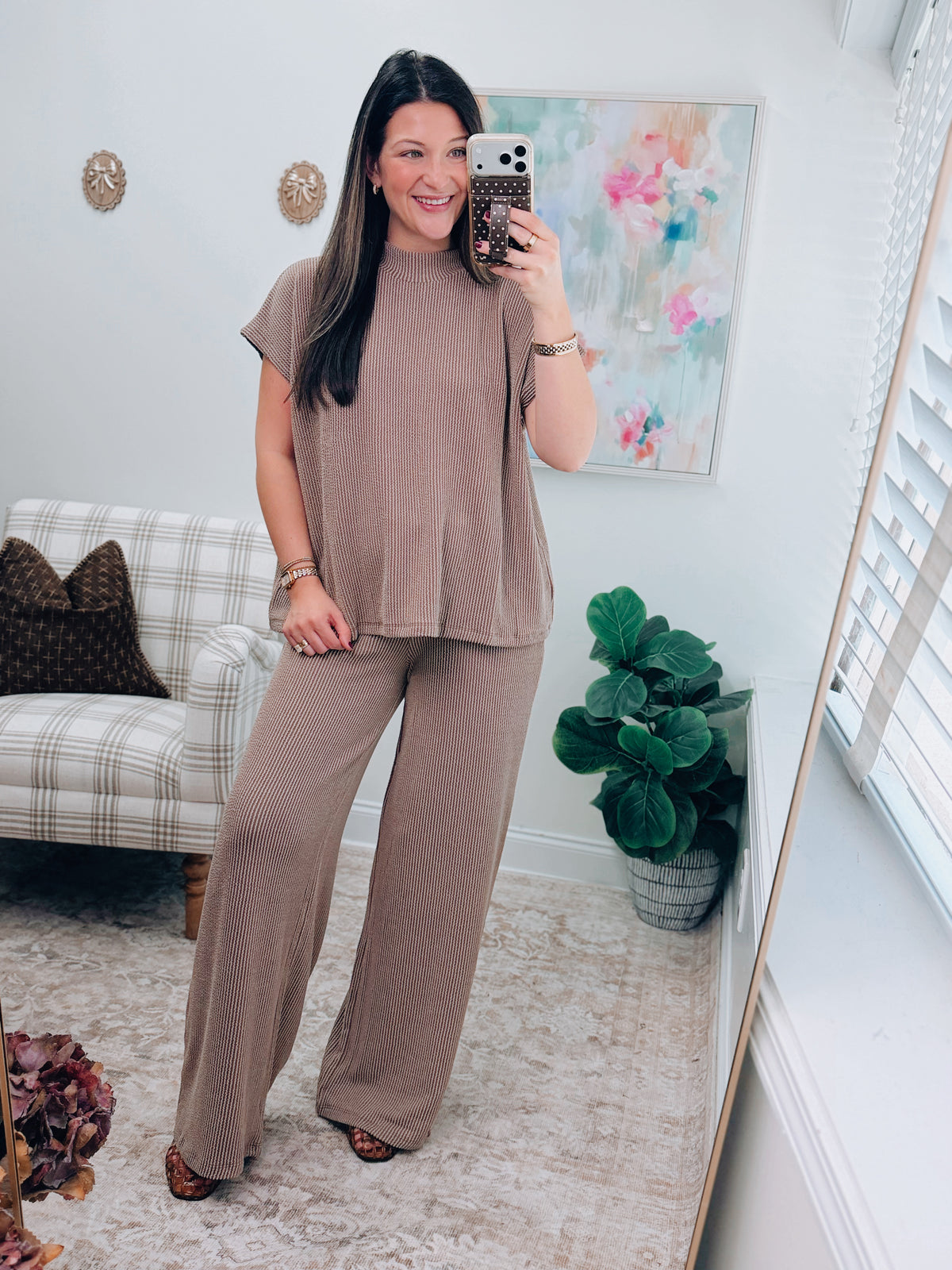 Tessa Mocha Ribbed Mock Set