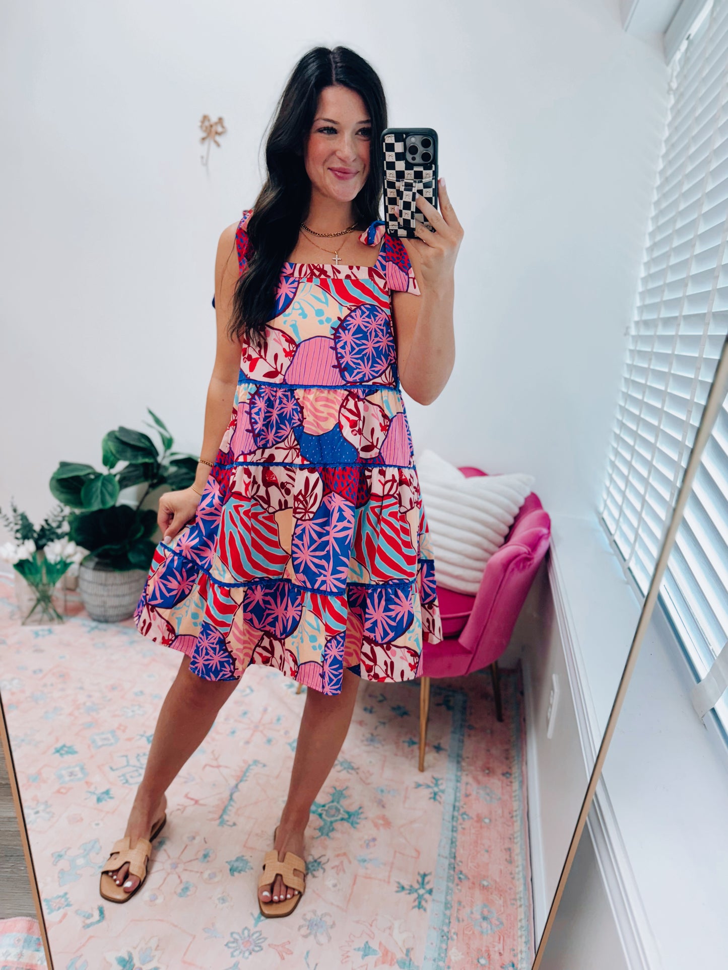 Palm Mix Tiered Mini Dress