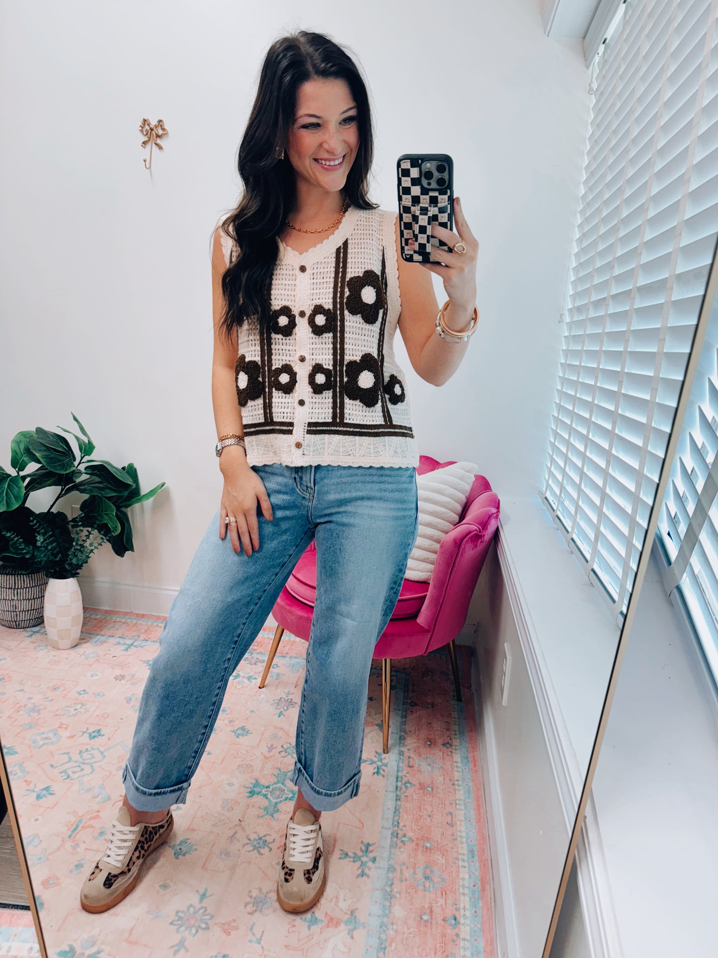 Greer Crochet Floral Sweater Vest