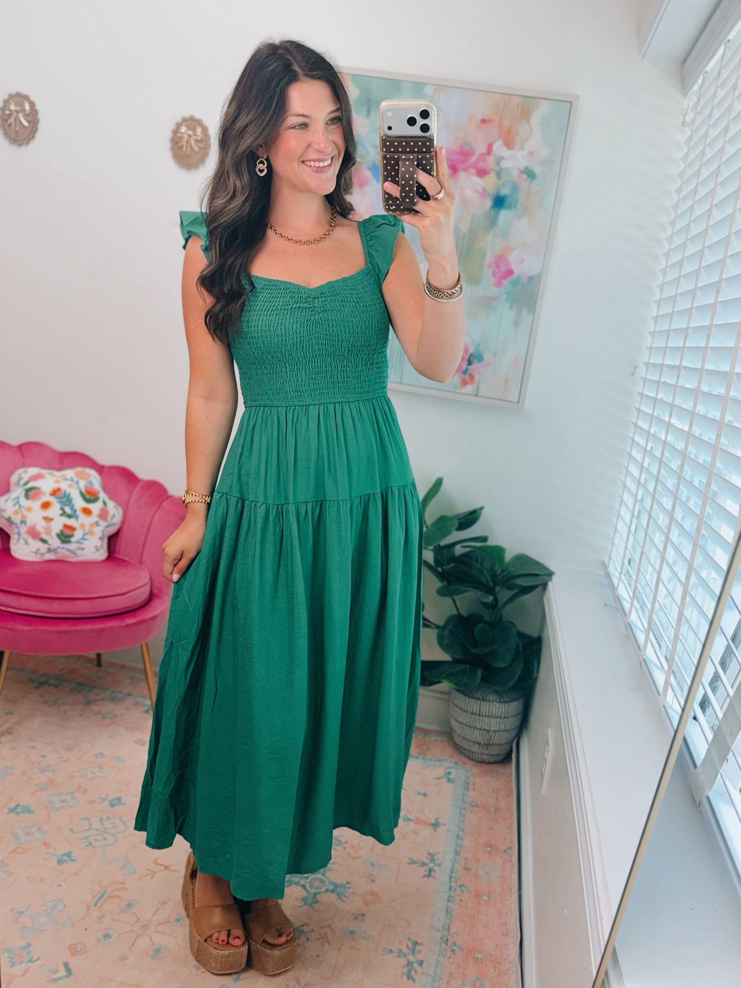 Kelly Smocked Tiered Midi Dress