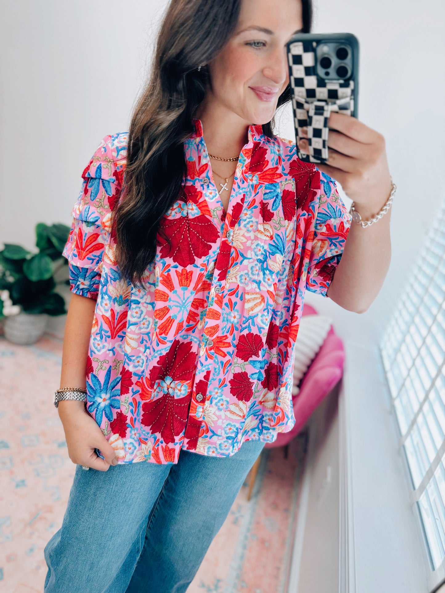 Betty Pleated Floral Top