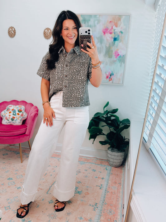 Goldie Leopard Denim Top