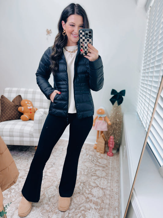 Ultra Lightweight Thermal Zip Up Jacket - Black