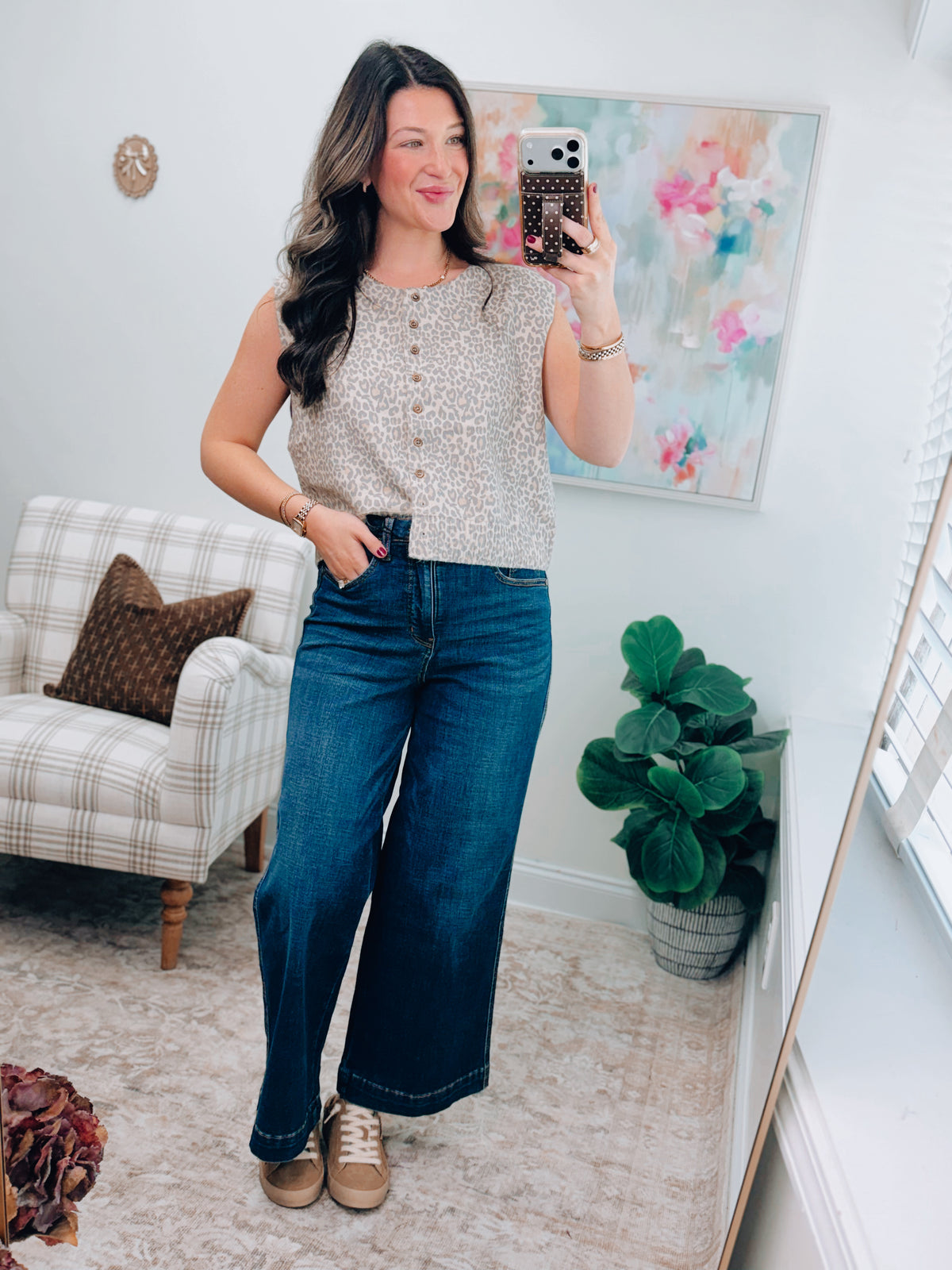 Vintage Leopard Button Sweater Vest