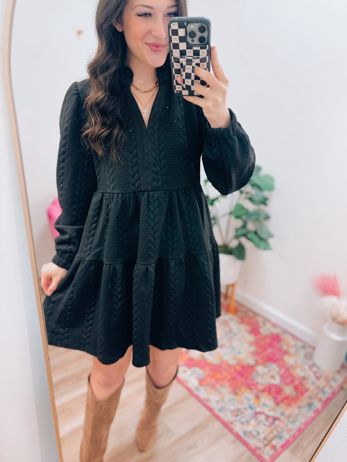 Cable Textured Mini Dress