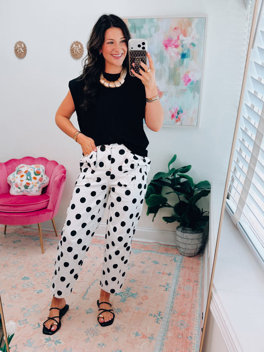 Polka Dot Bow Denim