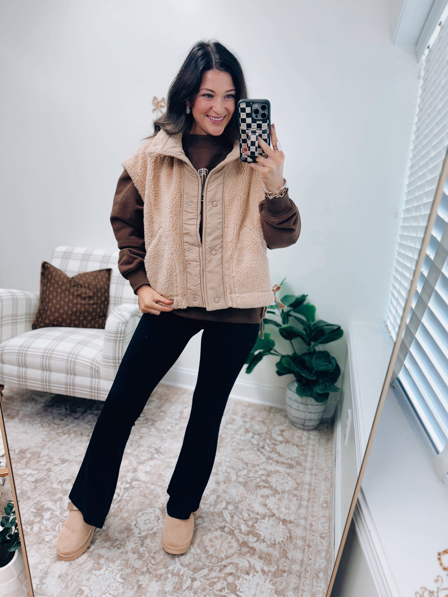 Teddy Sherpa Vest - Tan