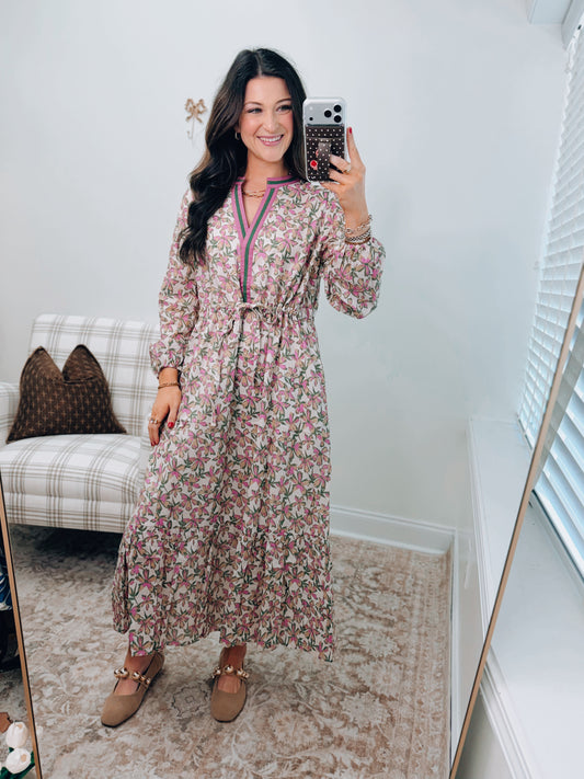 June Floral Tie Midi Dress