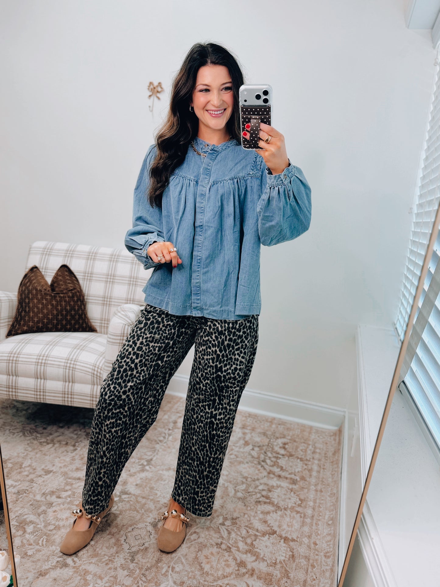 Hadley Closed Button Denim Top