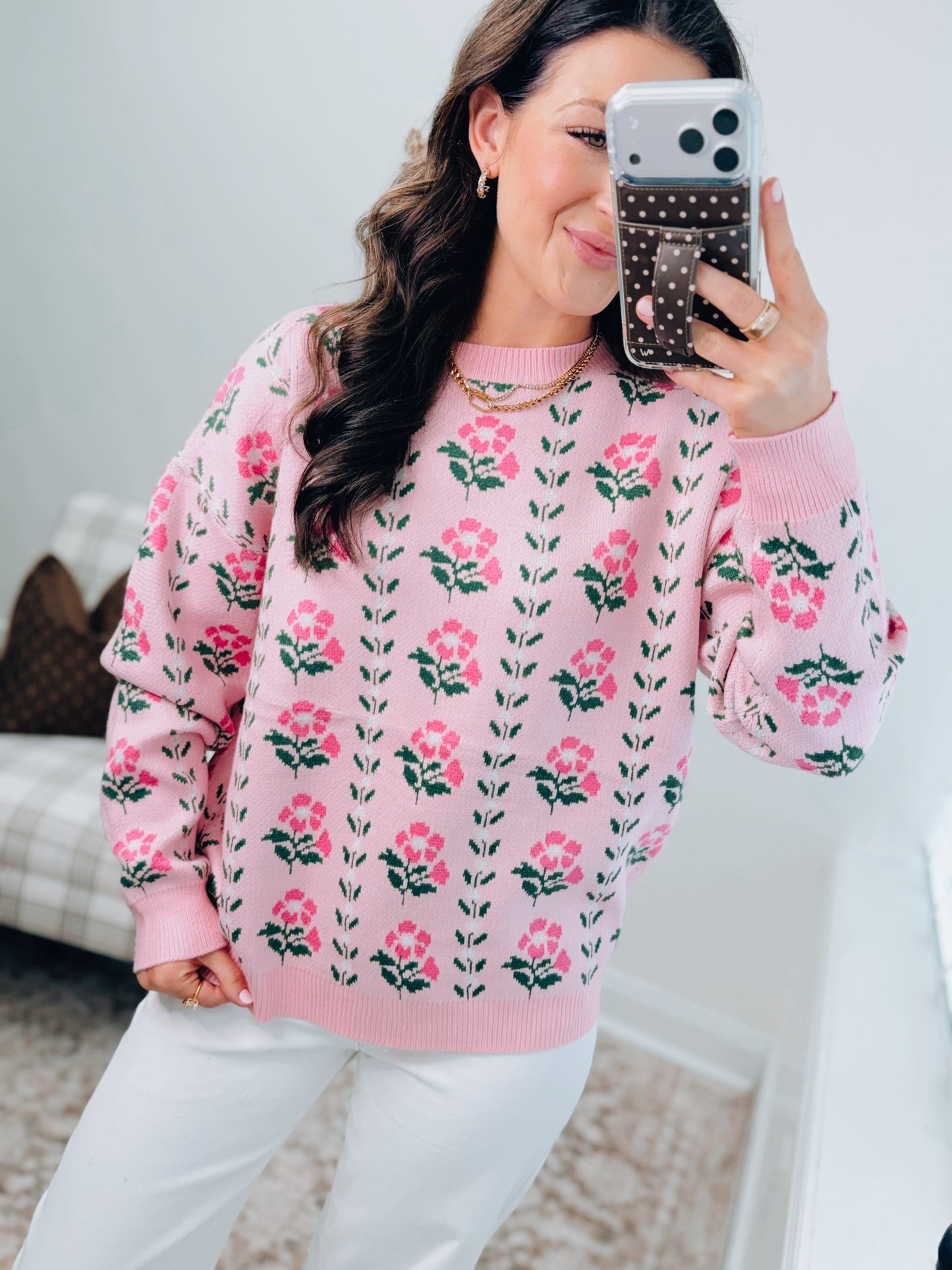 Floral Border Jacquard Sweater Knit