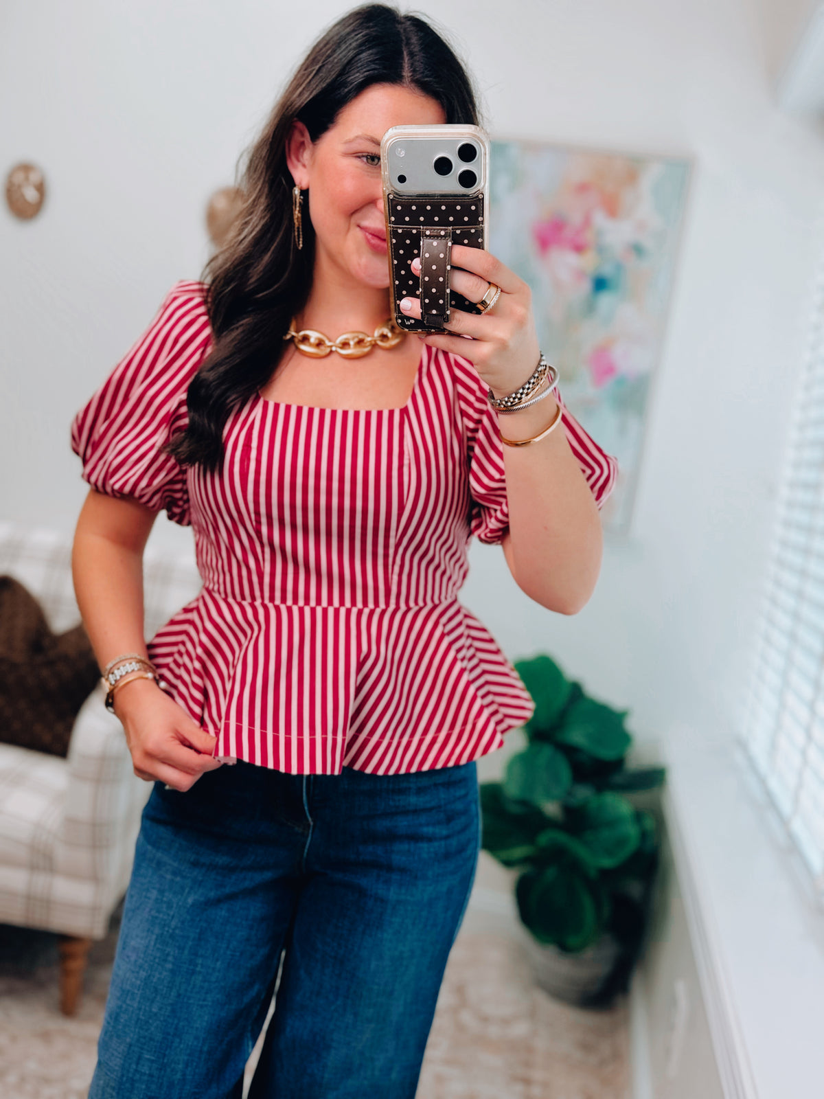Hallie Striped Peplum Top
