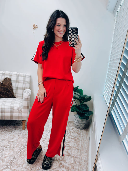 GAMEDAY Red Stripe Pants Set