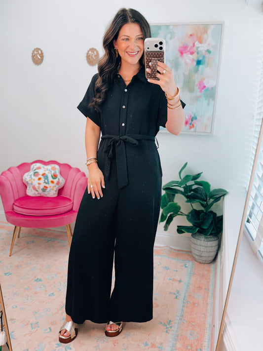 Palmer Air Wick Button Jumpsuit - Black