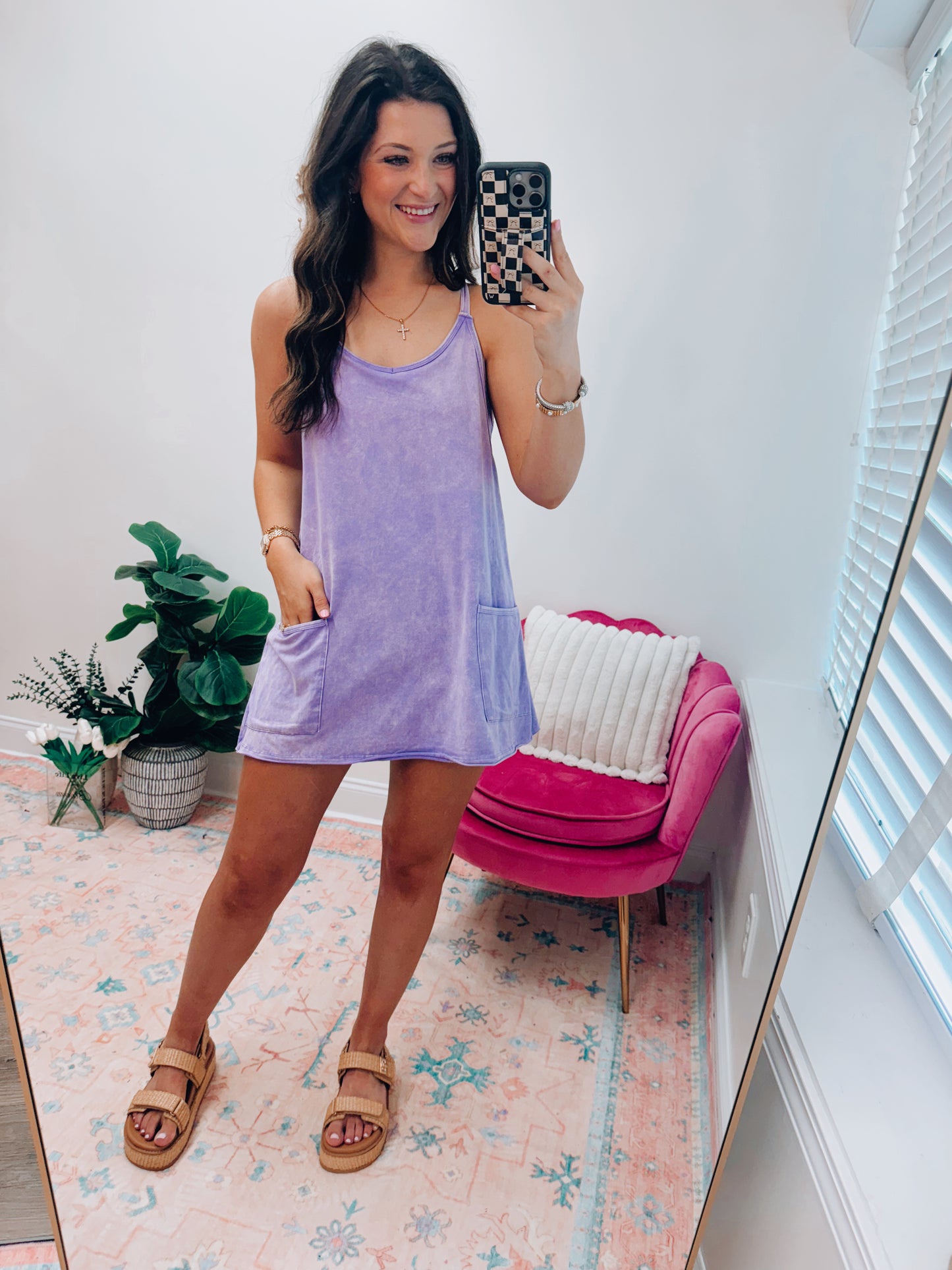 Emmie Mineral Pocket Tennis Dress Romper - Lavender