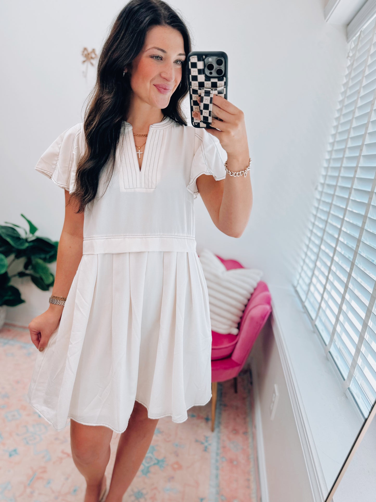Stella Stitched Ruffle Mini Dress