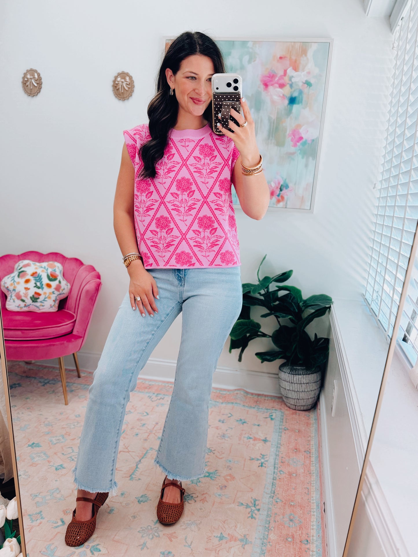 Carver Pink Mix Cuff Top