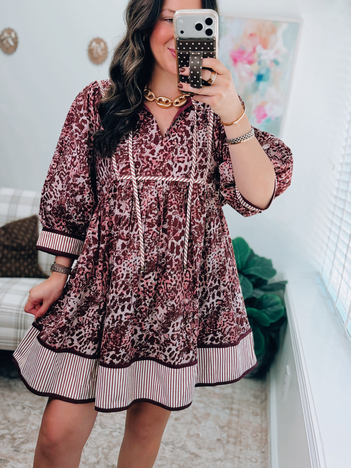 Marigold Burgundy Mix Mini Dress