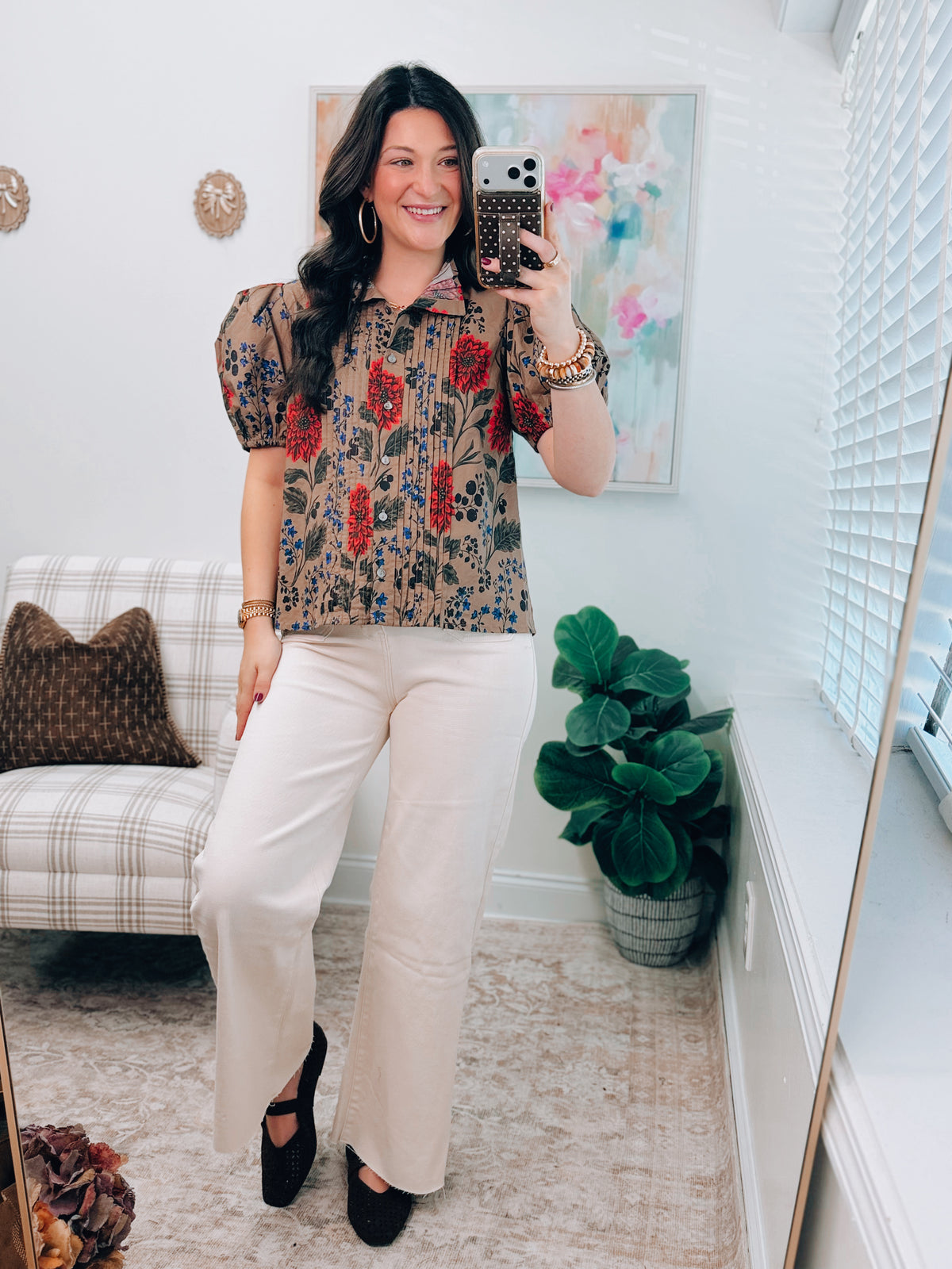 Oliver Pleated Floral Top