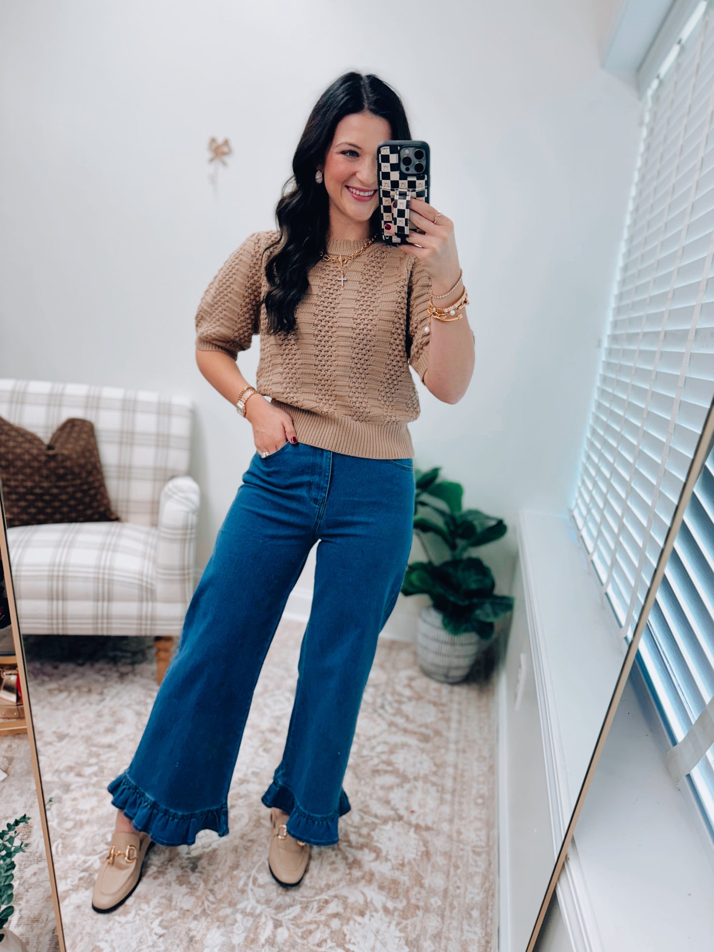 Finley Taupe Sweater Knit Top