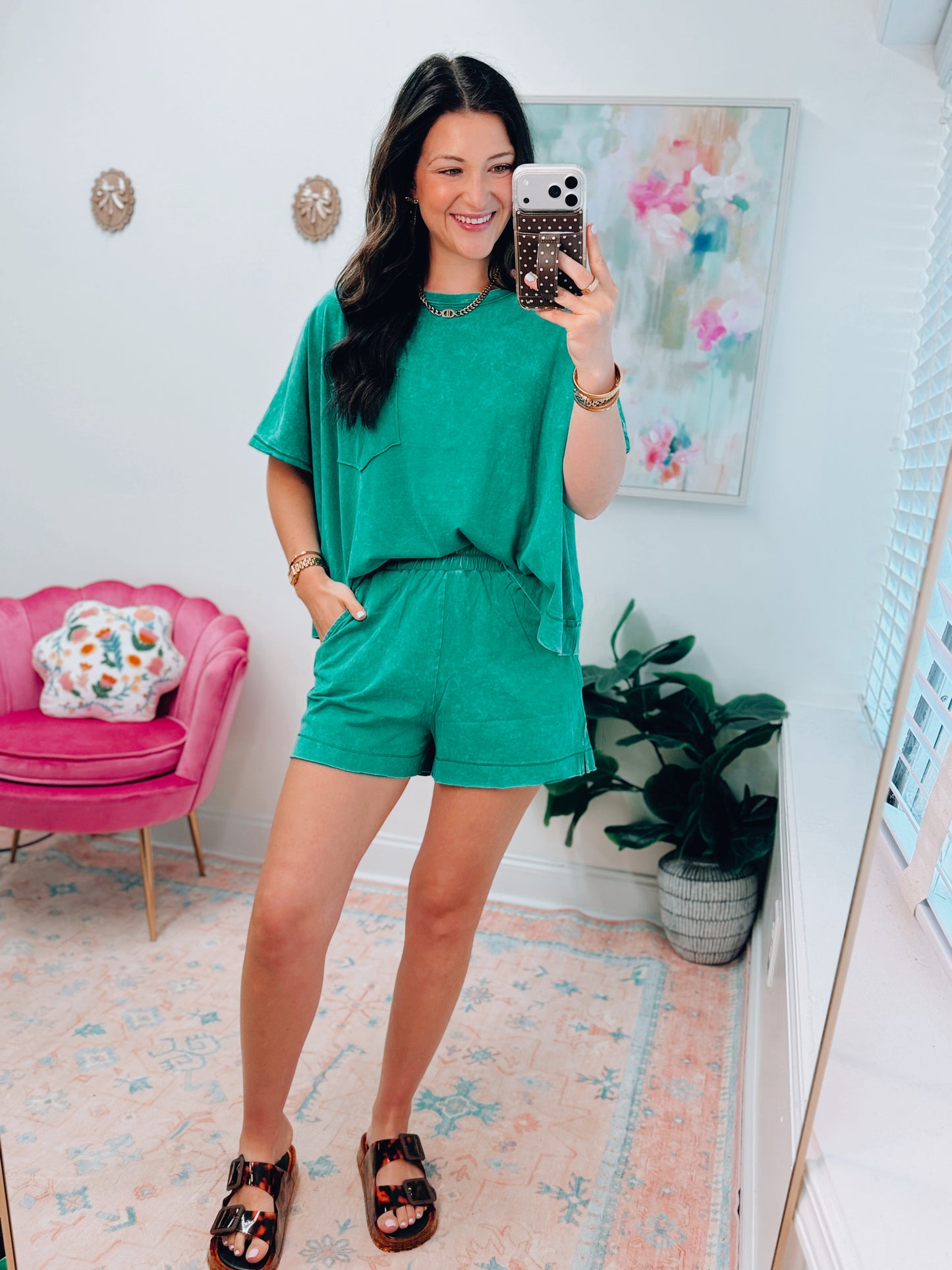 Easy Days Cotton Shorts Set - Kelly Green