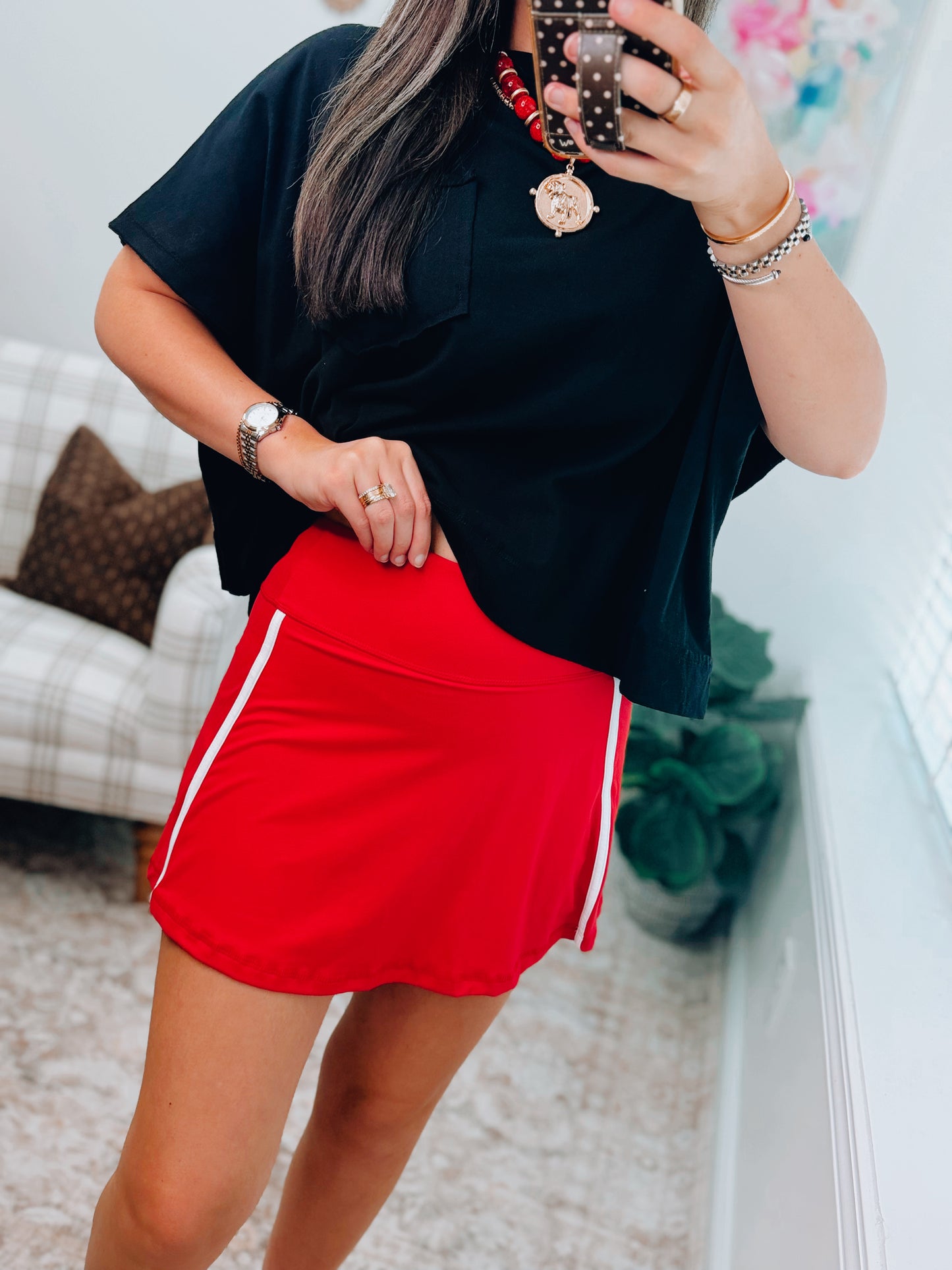 Active Stripe Butter Skort - Red