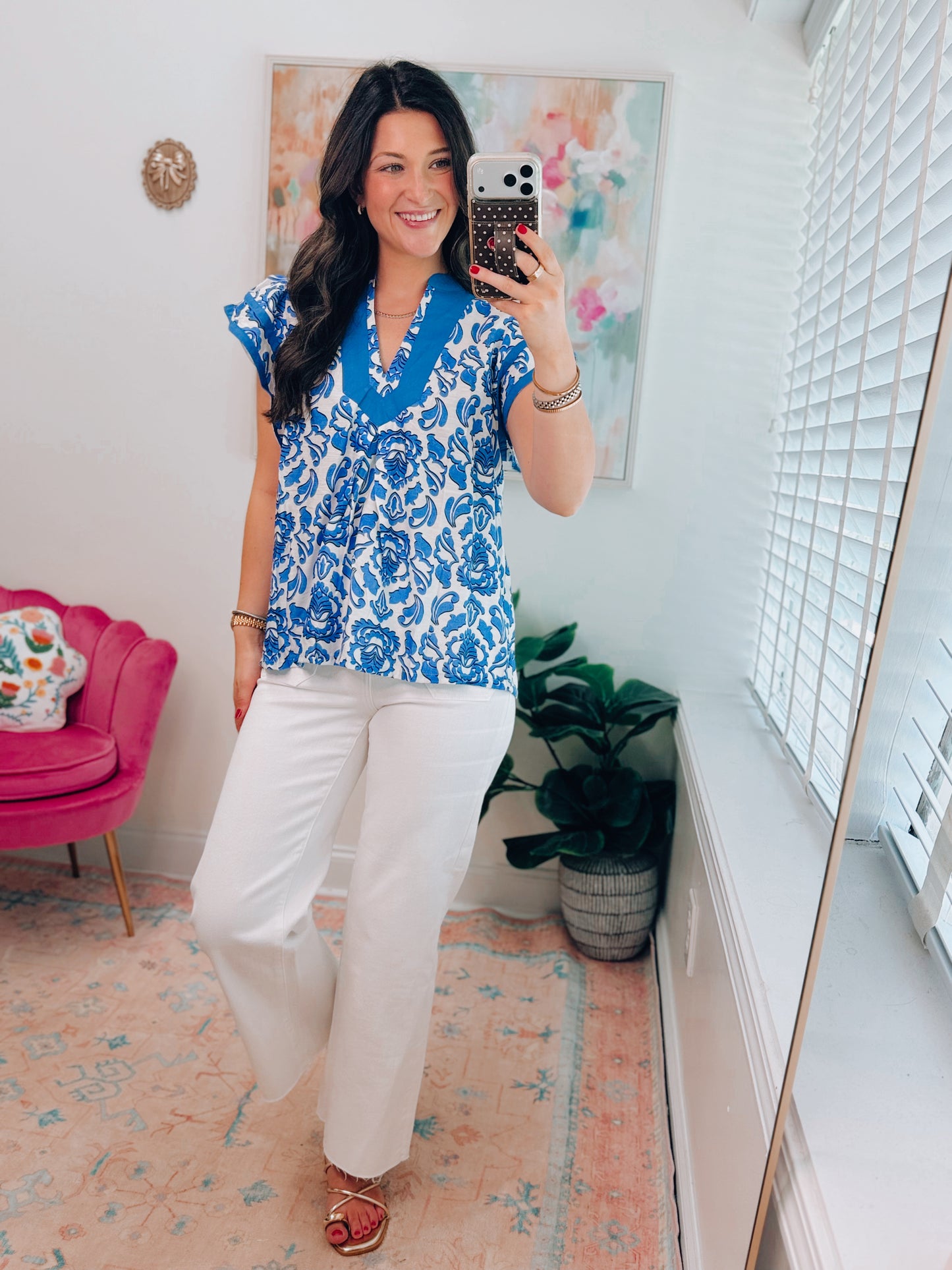 Cora Blue Ruffle Top