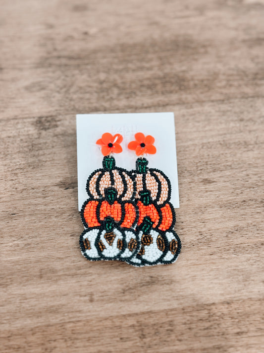 Pumpkin Beaded Drop Earrings