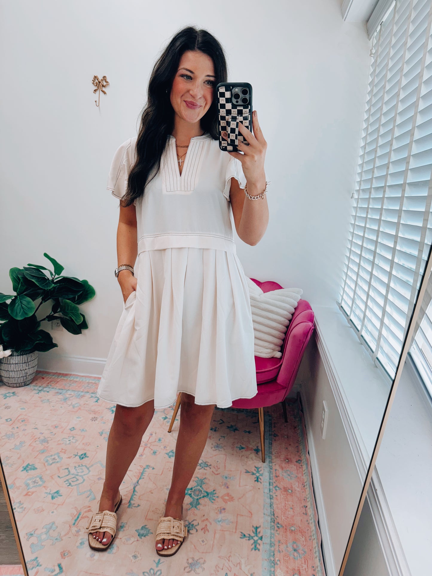 Stella Stitched Ruffle Mini Dress