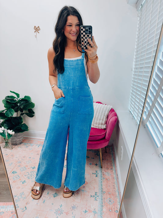 Sky Mineral Gauze Pocket Jumpsuit