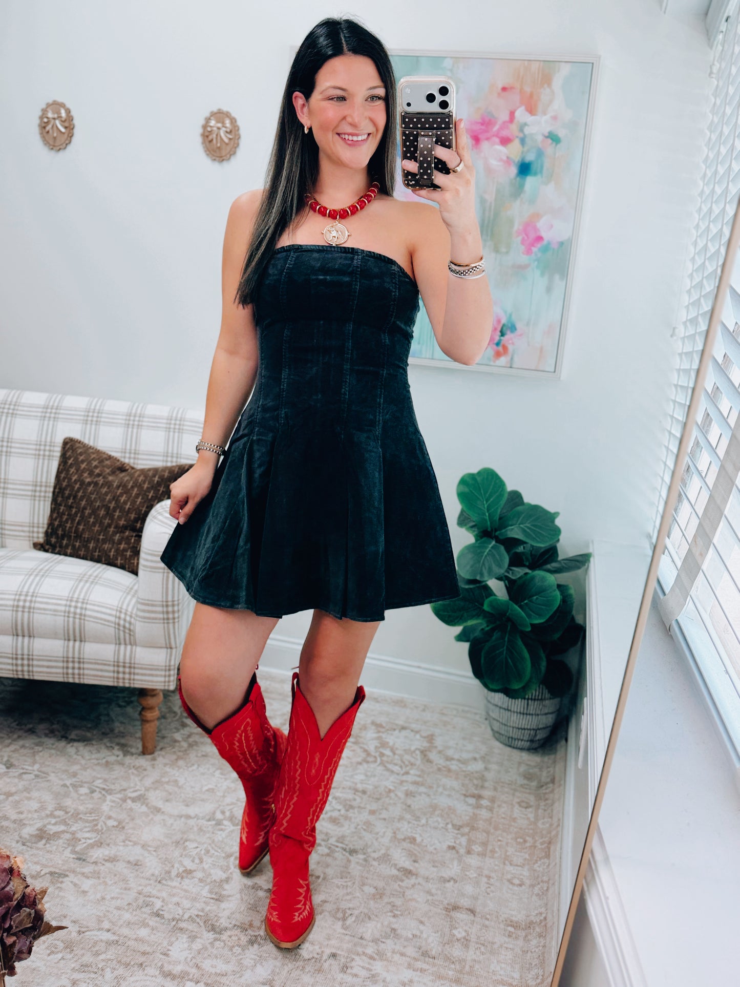 Black Corduroy Mini Dress
