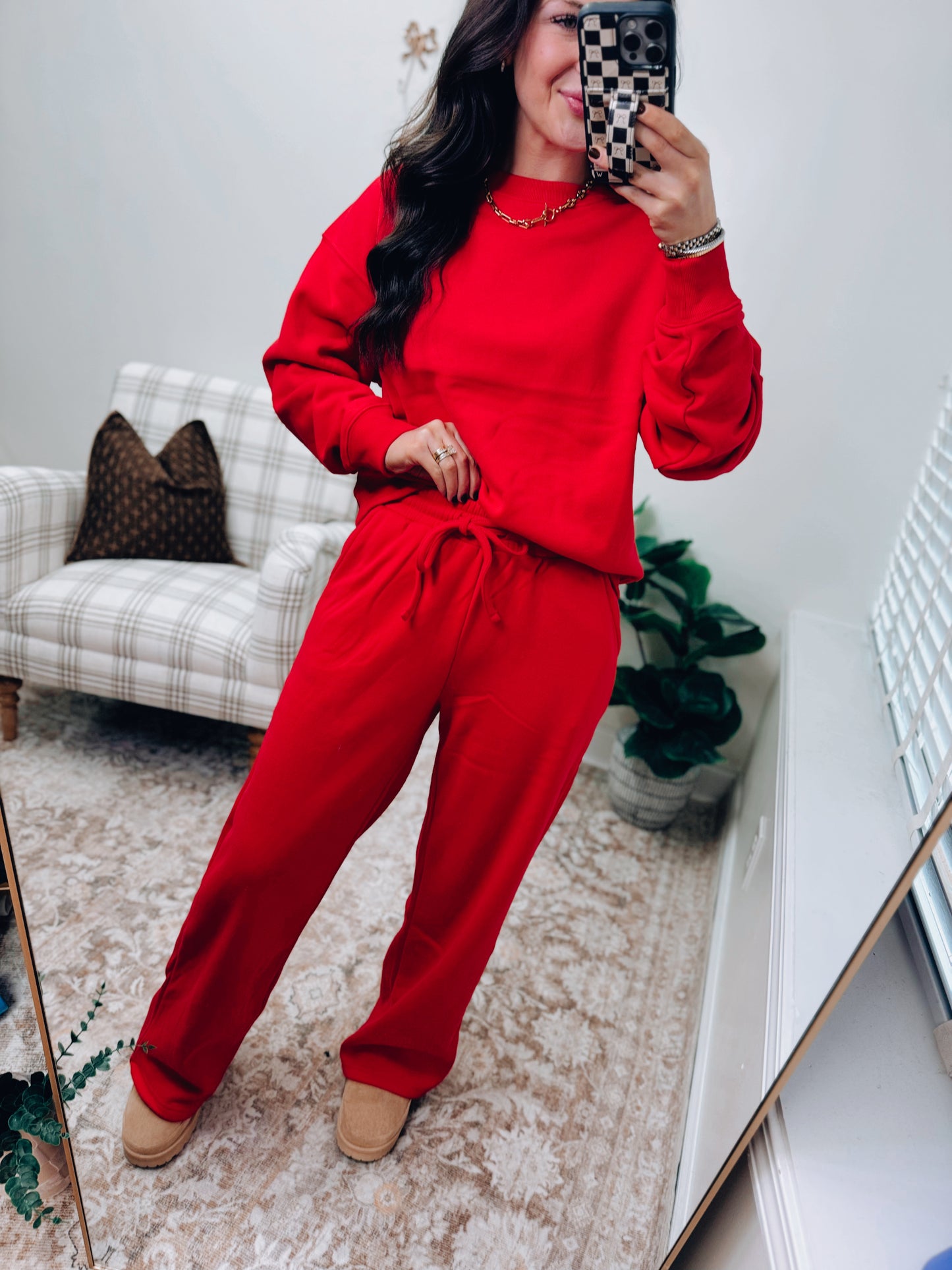 DOORBUSTER Crewneck Comfy Pants Set - Red