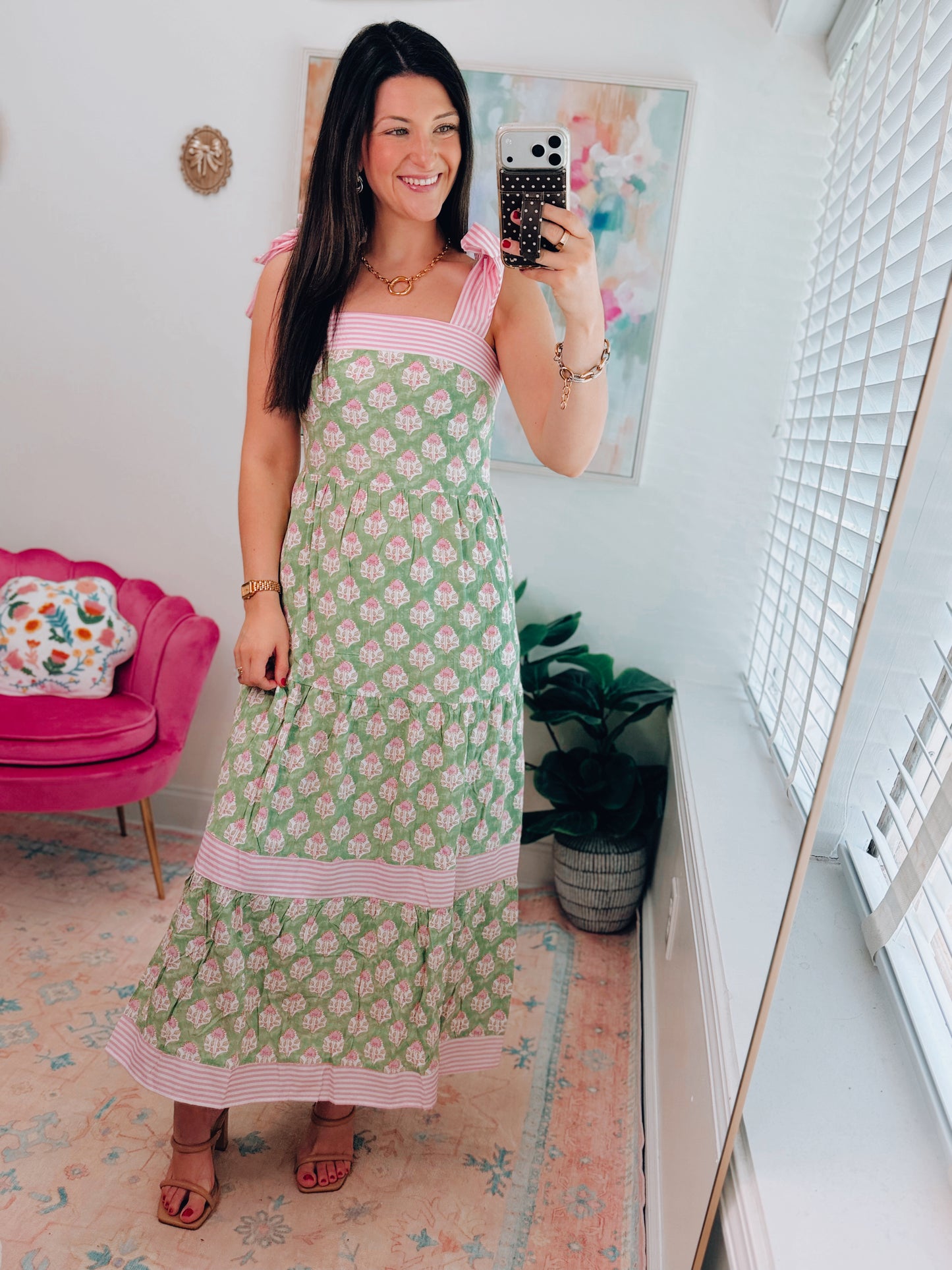 Garden Floral Striped Combo Maxi Dress