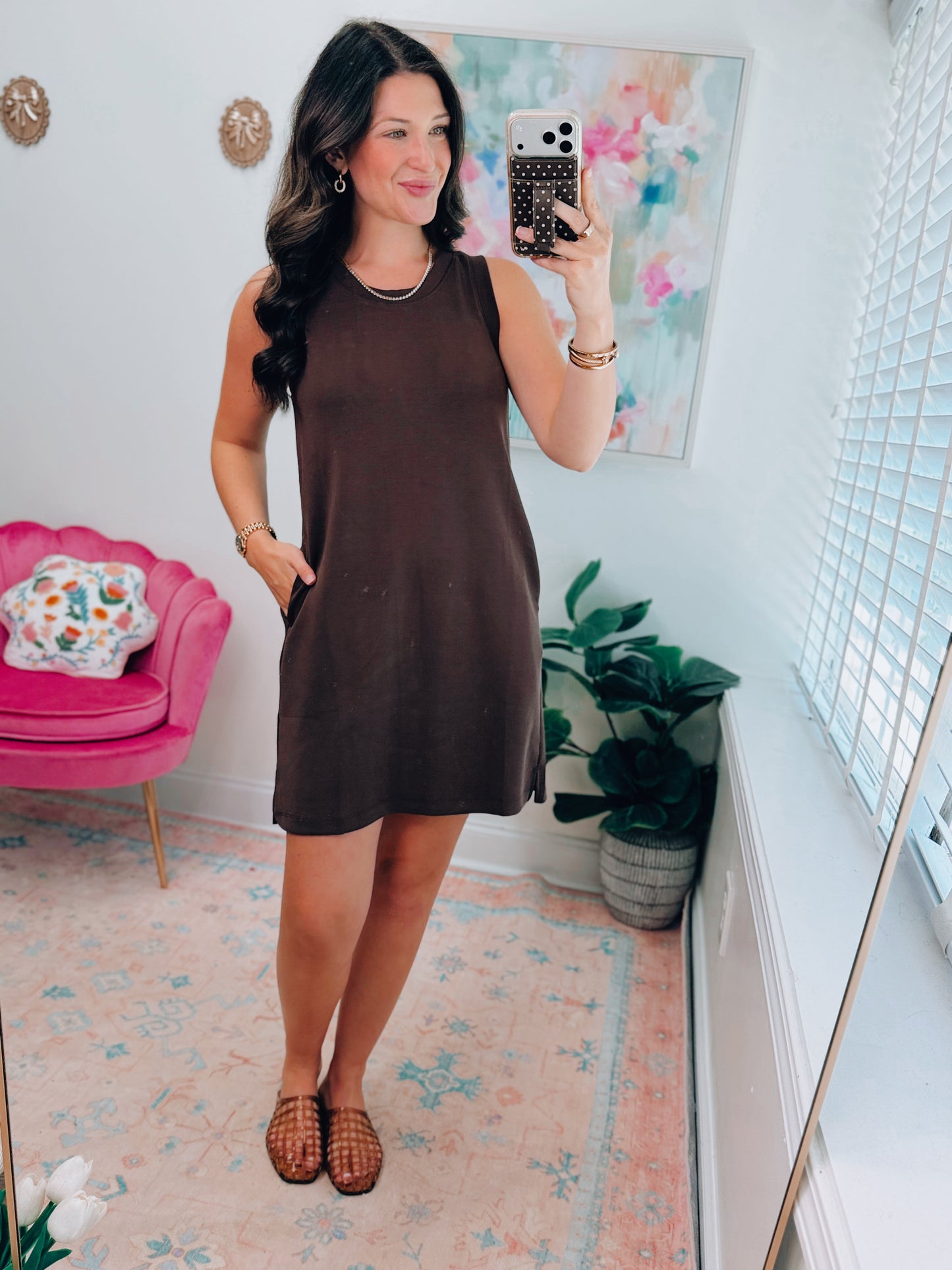 Coffee Scuba Casual Mini Dress