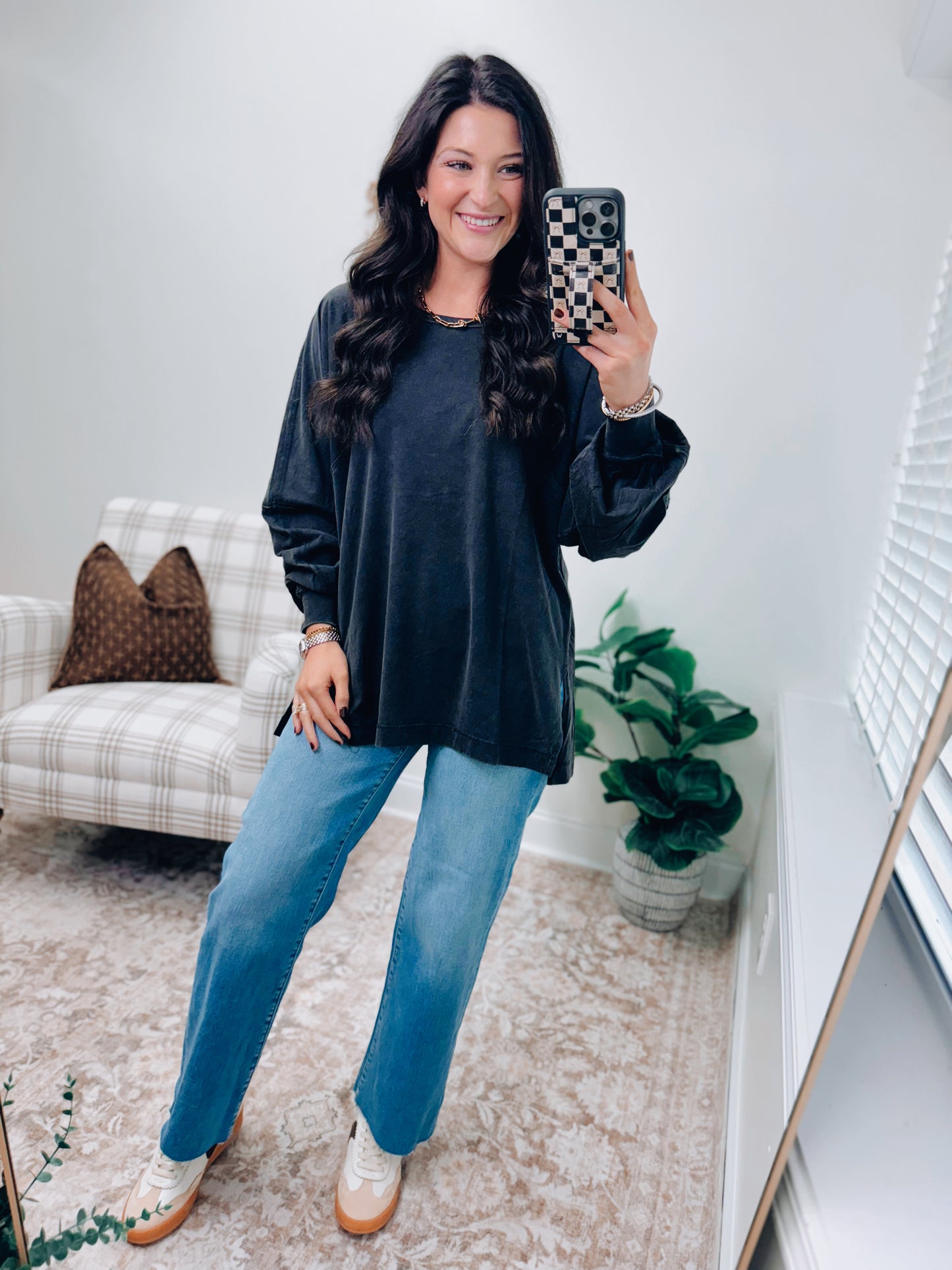 DOORBUSTER Oversized Mineral Wash Top - Black