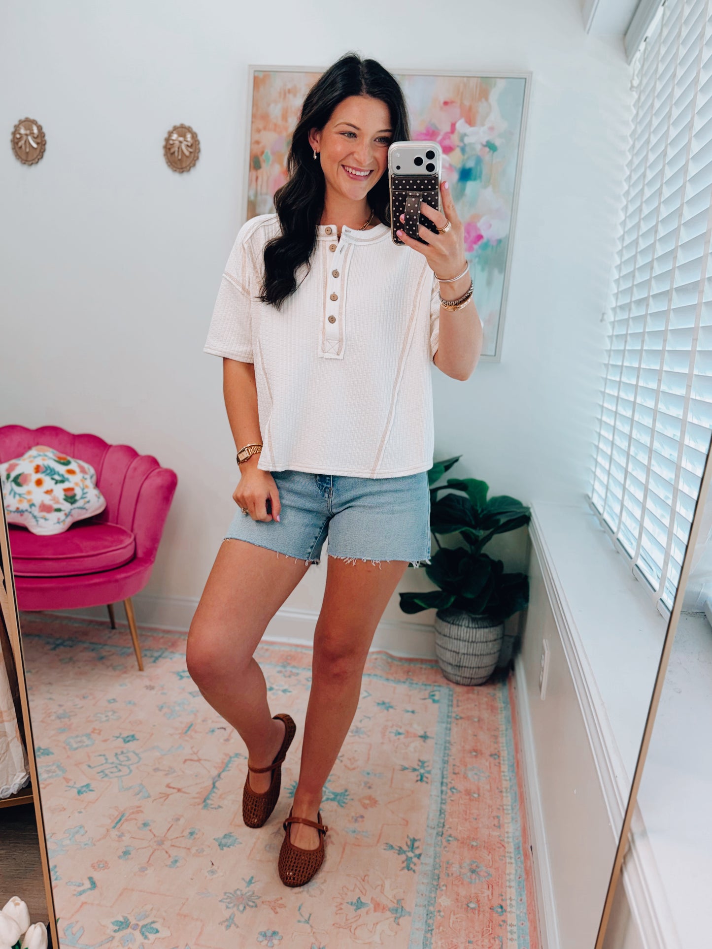 Henley Button Stitch Top