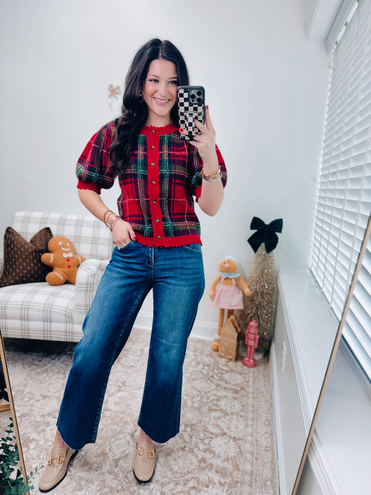 Christmas Plaid Sweater Top
