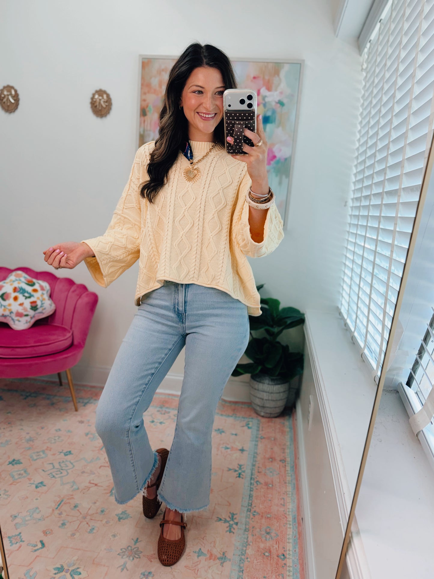 Butter Yellow Cable Knit Top
