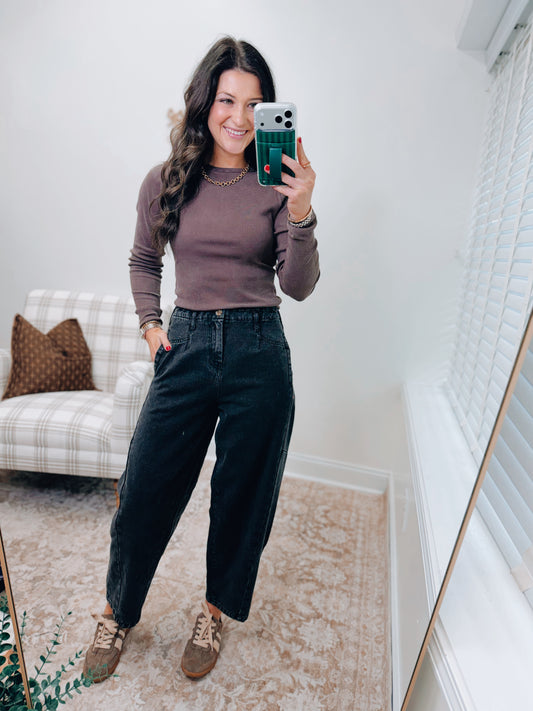 Vintage Black Barrel Denim