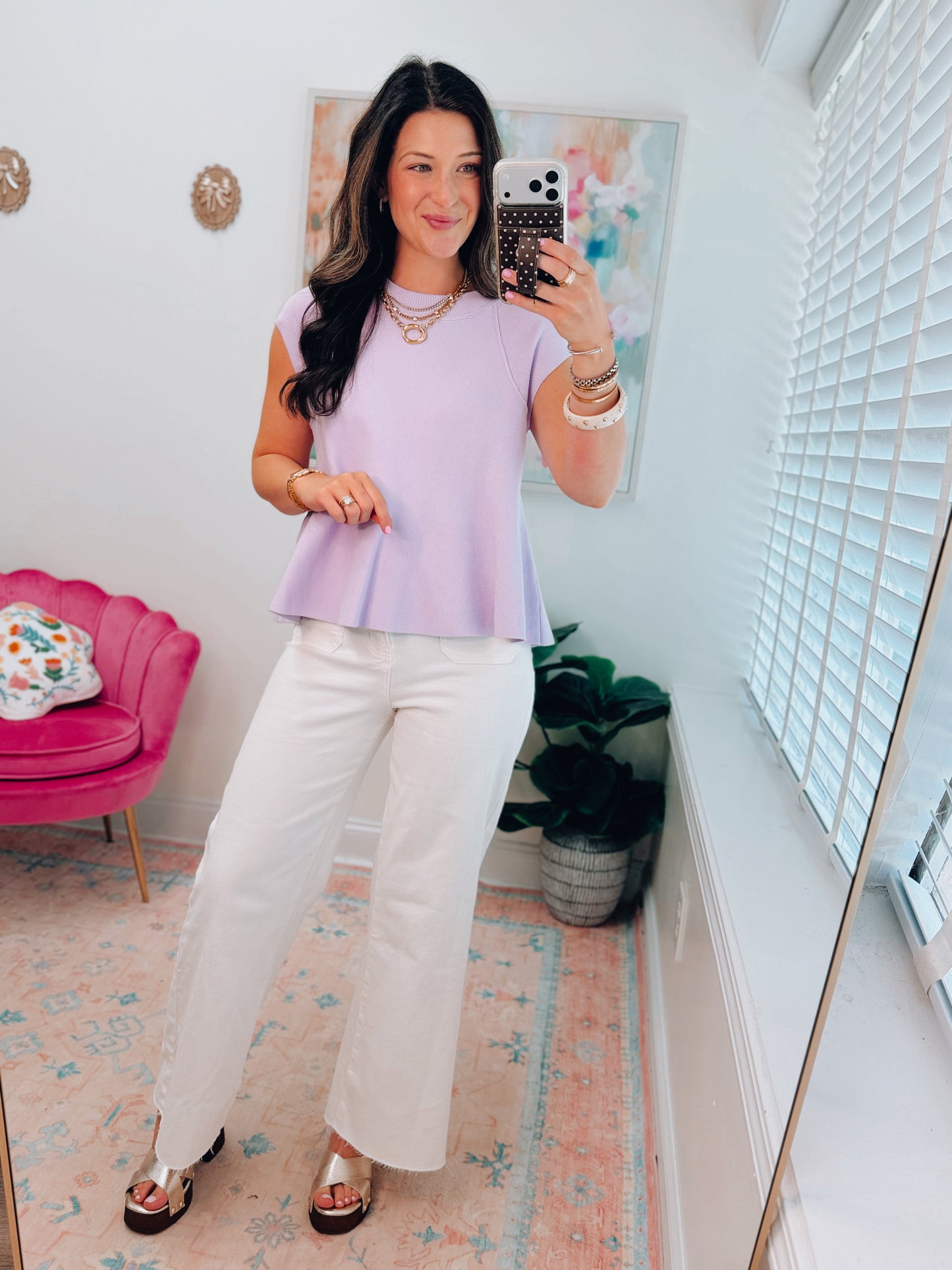 Marlow Ribbed Mock Top - Lavender